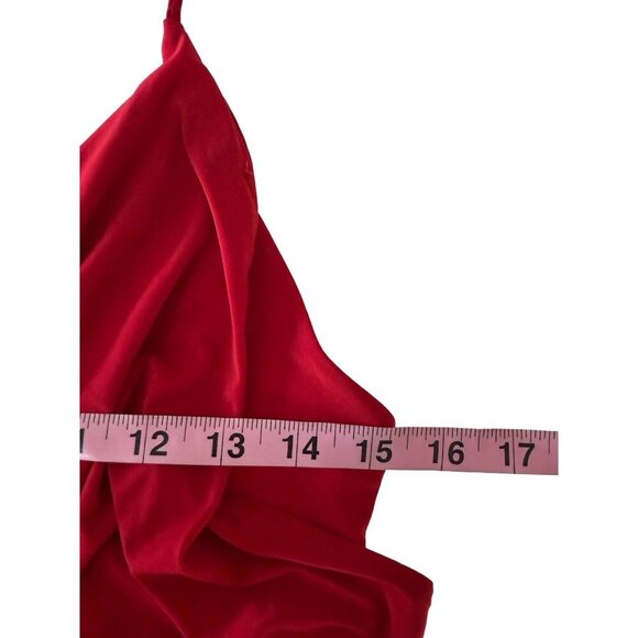 NWT Misa Los Angeles Domino Bodycon Mini Dress Red V-Neck Racerback Draping Sz M - Picture 7 of 10